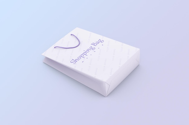 Paper shopping package with rope handles isolated mock up for branding and corporate identity