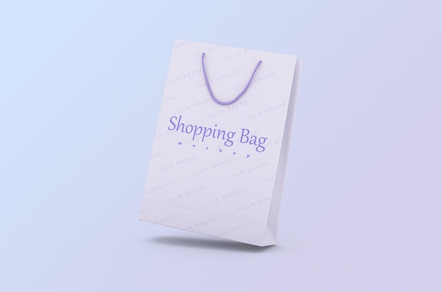 Paper shopping package with rope handles isolated mock up for branding and corporate identity