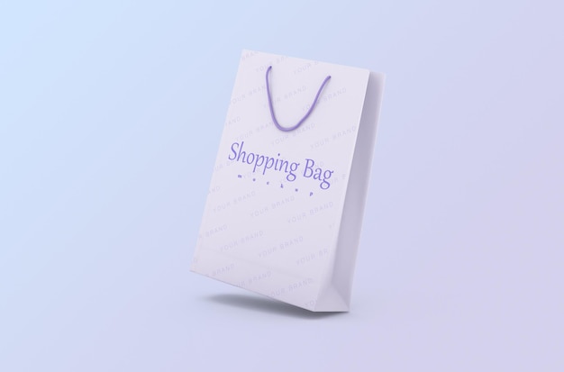 Paper shopping package with rope handles isolated mock up for branding and corporate identity