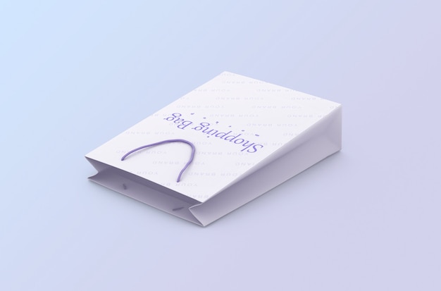 Paper shopping package with rope handles isolated mock up for branding and corporate identity