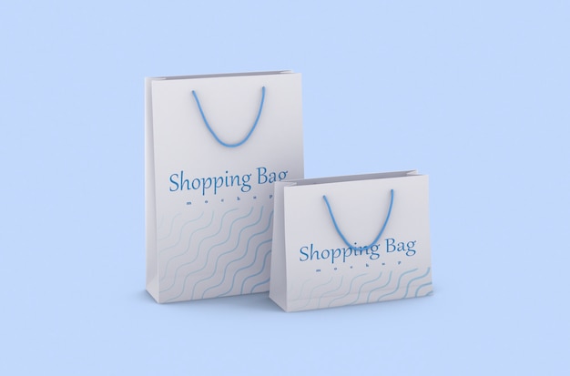 paper shopping package with rope handles isolated mock up for branding and corporate identity