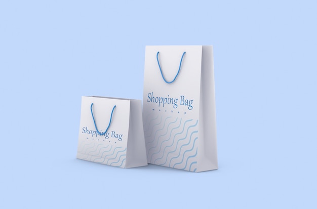 Paper shopping package with rope handles isolated mock up for branding and corporate identity