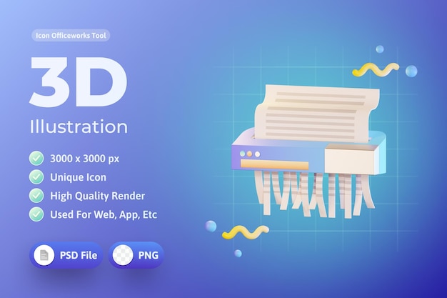 PSD paper shredder 3d illustration