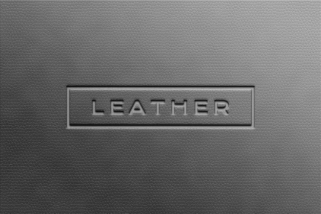 PSD paper silver logo mockup on leather