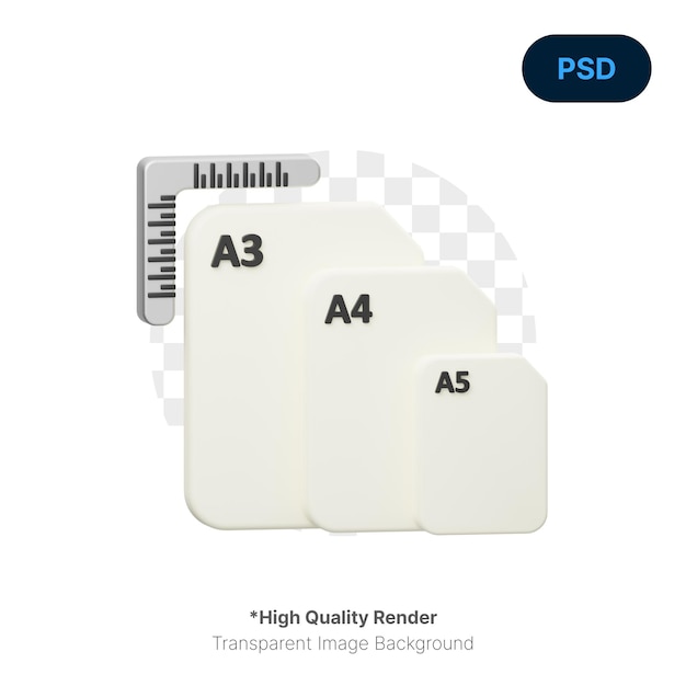 Paper Size 3D Icon Premium Psd
