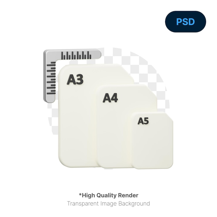 PSD paper size 3d icon premium psd