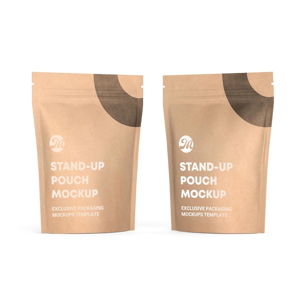 paper standup pouch bag packaging mockup
