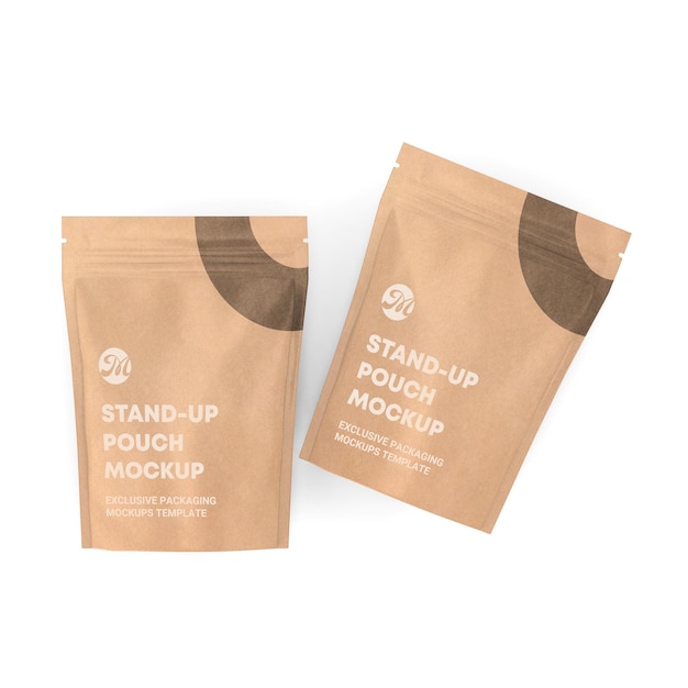 PSD paper standup pouch bag packaging mockup