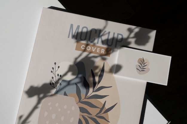 Paper stationery mock-up with branding shadow