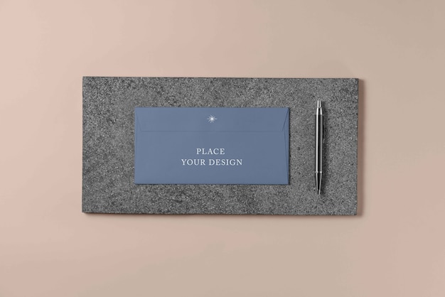 PSD paper stationery mock-up with stone material