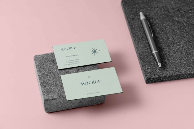 Paper stationery mock-up with stone material