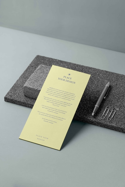 PSD paper stationery mock-up with stone material