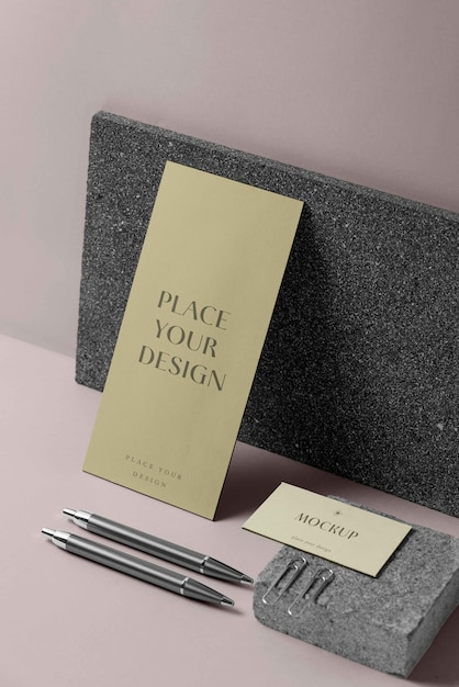 Paper stationery mock-up with stone material
