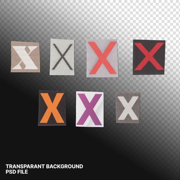 Paper style ransom note letter collection transparent background