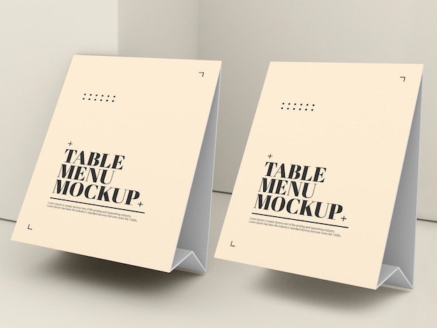 PSD paper table tent menu mockup