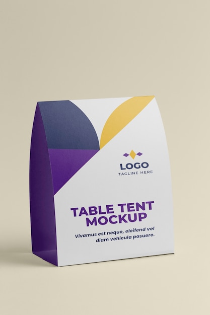 Paper table tent mockup isolated