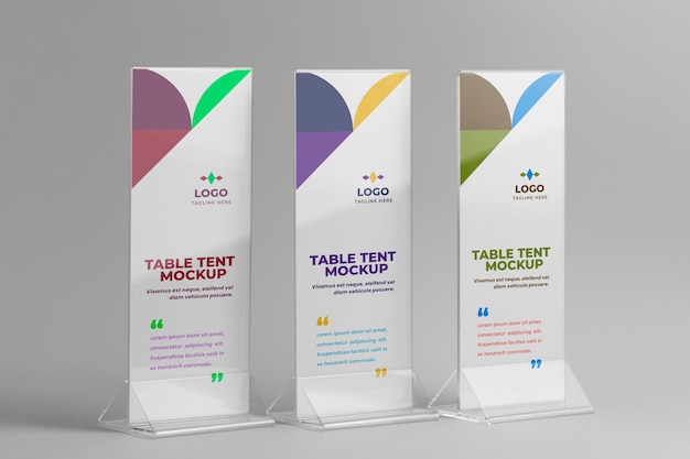 Paper table tent mockup isolated