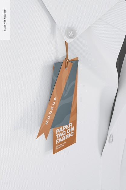 Paper tag on fabric mockup, perspective