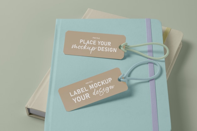 Paper tag mock-up design for notebook