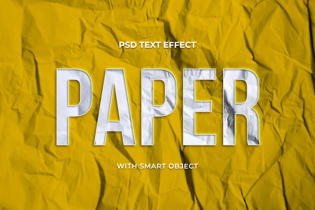 Paper text effect with crumpled paper background