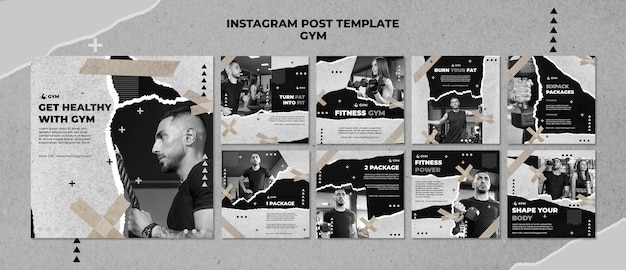 PSD Пост в instagram для спортзала с бумажной текстурой