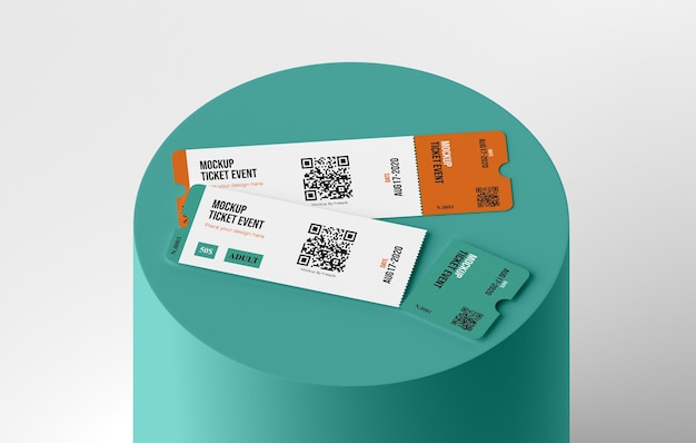 PSD paper ticket mock-up with qr code