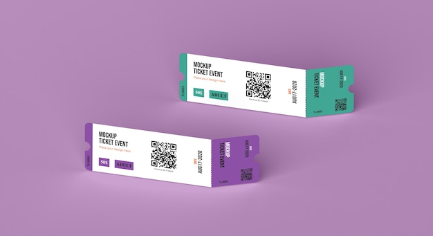 PSD paper ticket mock-up with qr code