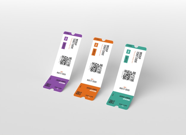 Paper ticket mock-up with qr code