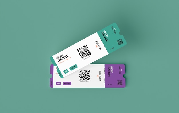 PSD paper ticket mock-up with qr code