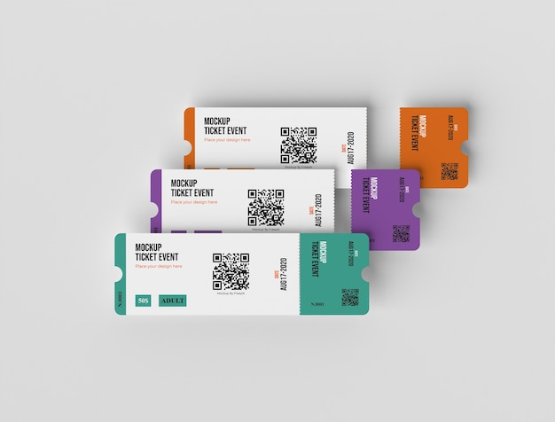 Paper ticket mock-up with qr code