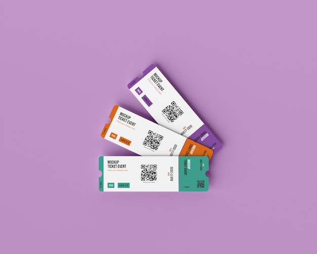 PSD paper ticket mock-up with qr code