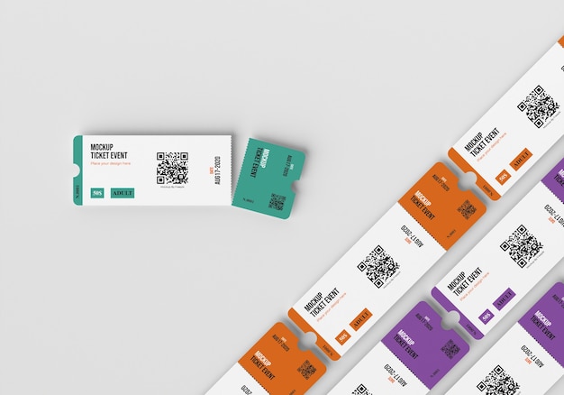 Paper ticket mock-up with qr code