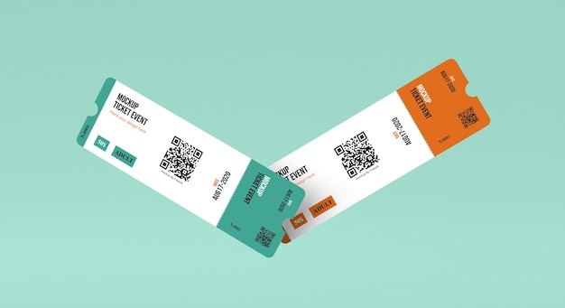 PSD paper ticket mock-up with qr code