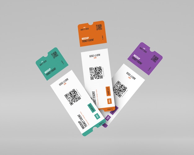 PSD paper ticket mock-up with qr code