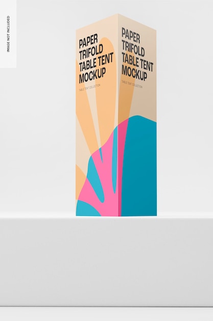 PSD paper trifold table tent mockup, front view