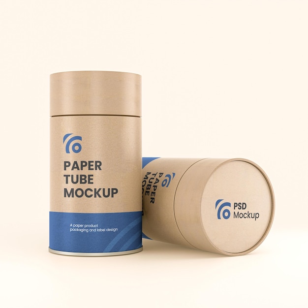 Paper tube packaging mockup