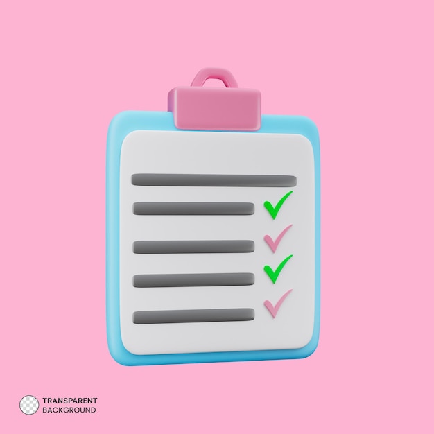 Paper With Clip Board Icon Isolated 3d Render Illustration