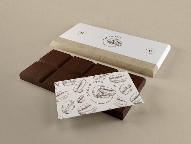 Confezione di carta per mock-up al cioccolato