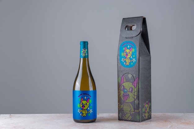 PSD paperboard box mockup for wine