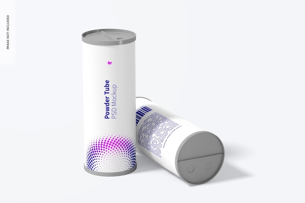 Paperboard Powder Tubes Mockup, Standing and Dropped