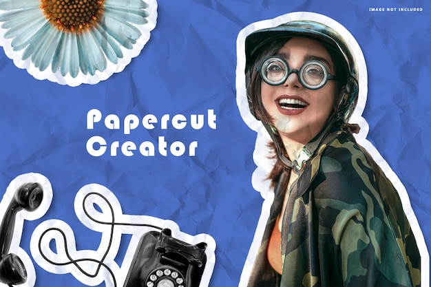 PSD papercut creator photo effect for poster and sticker