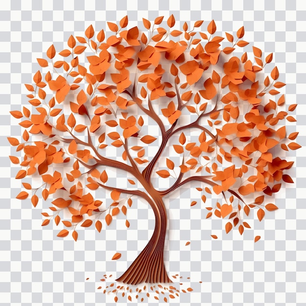 Albero papercut con foglie autunnali solo png premium