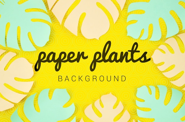 Papier planten achtergrond met monstera verlaat frame