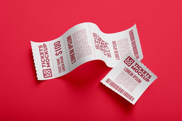 Papieren factuur ticket mock-up ontwerp
