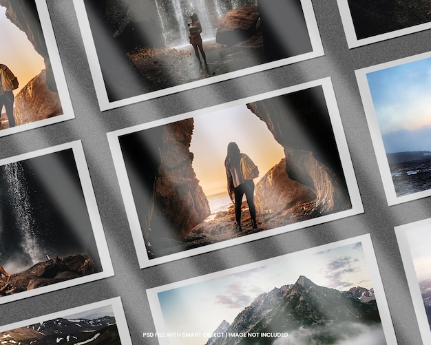 Papieren fotolijst polaroid mockup sjabloon premium psd