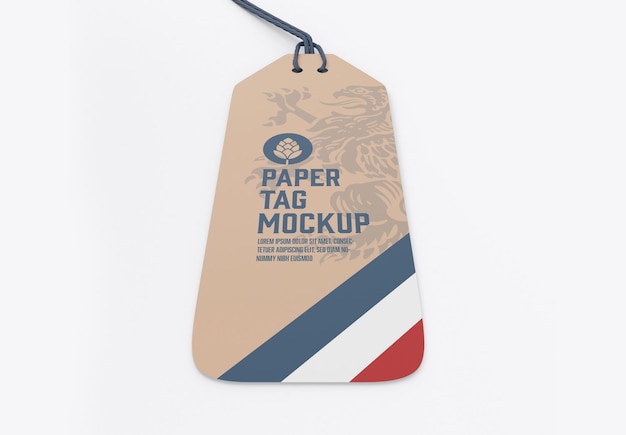 Papieren label met touw Mockup 3D render