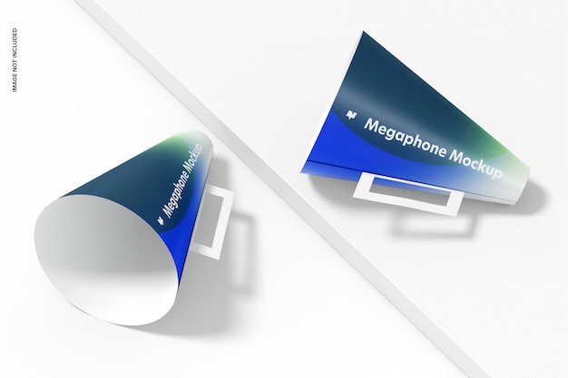 Papieren megafoons mockup, perspectief