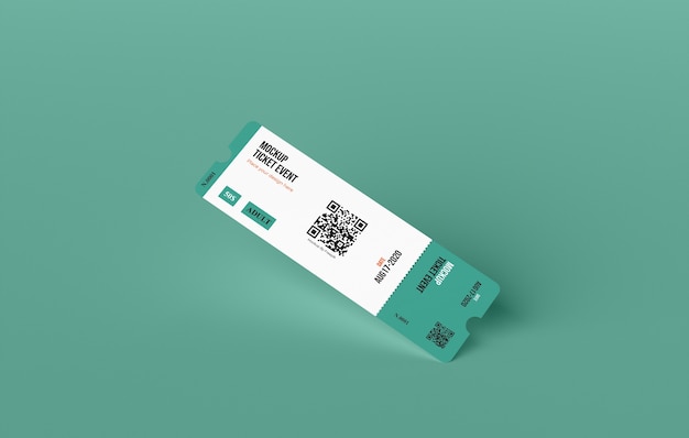 PSD papieren ticketmodel met qr-code