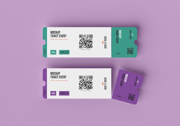 PSD papieren ticketmodel met qr-code