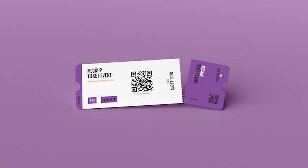 PSD papieren ticketmodel met qr-code